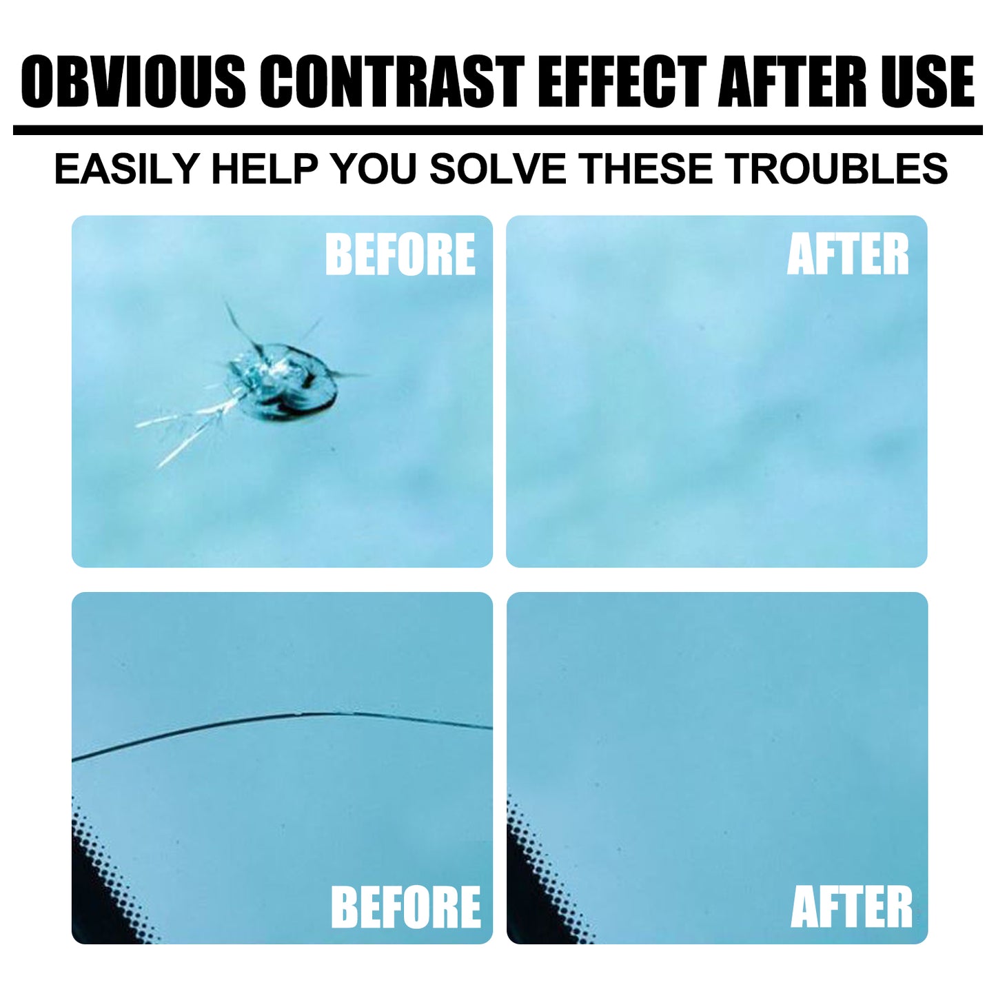 Automotive Windshield Crack Repair Agent with Water, Resin, and Silicon Nitride Windshield Crack