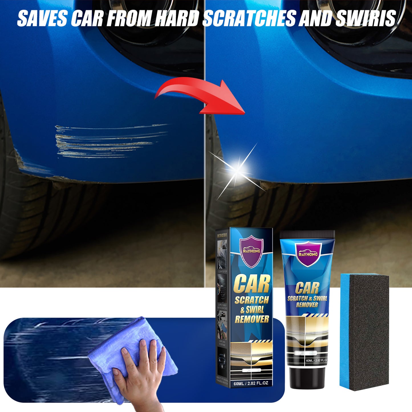 Car Scratch Repair Cream, Car Maintenance Refurbishment Paint Scratches Scratches Polishing Paint Repair Paste Automotive Scratch