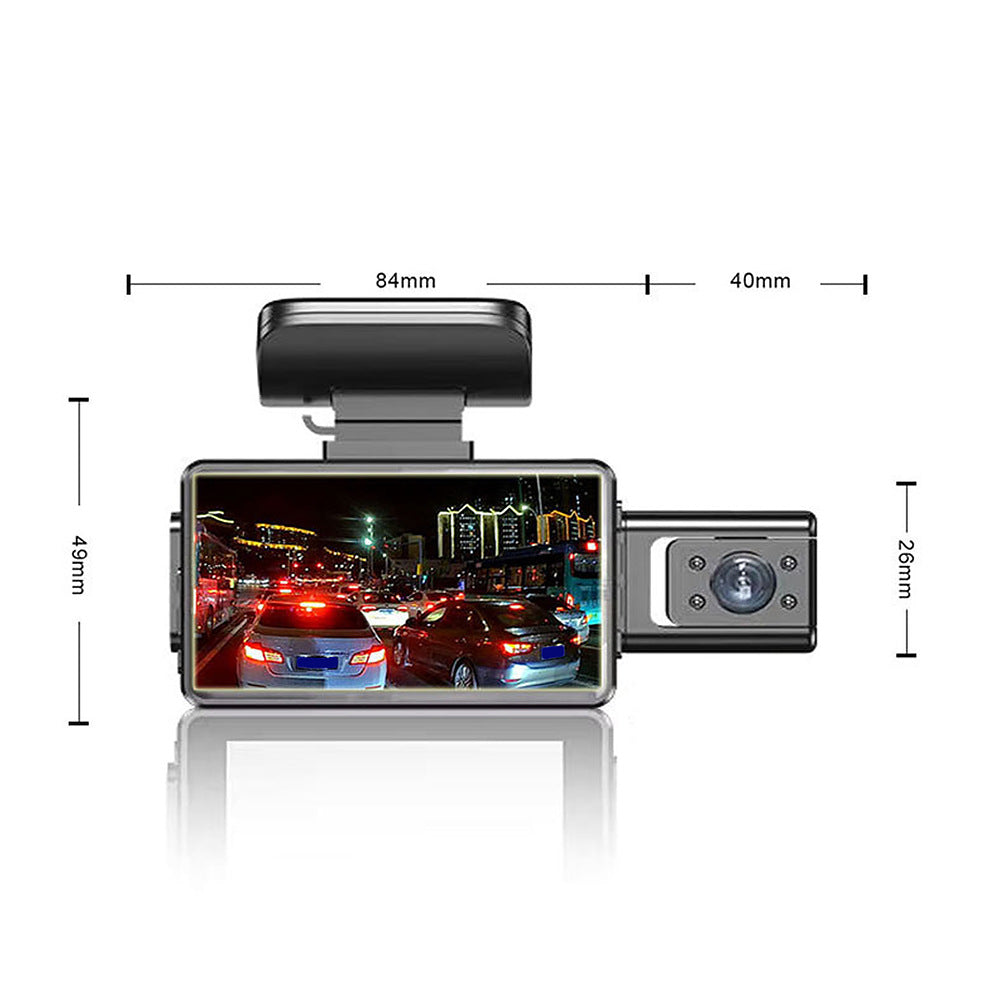 3-Inch Dual Lens Car Dash Cam - On-Dash Cameras with Front and Inside Recording, Night Vision, Wide Angle, Loop Recording, and G-Sensor - Vehicle Black Box for Safe Driving