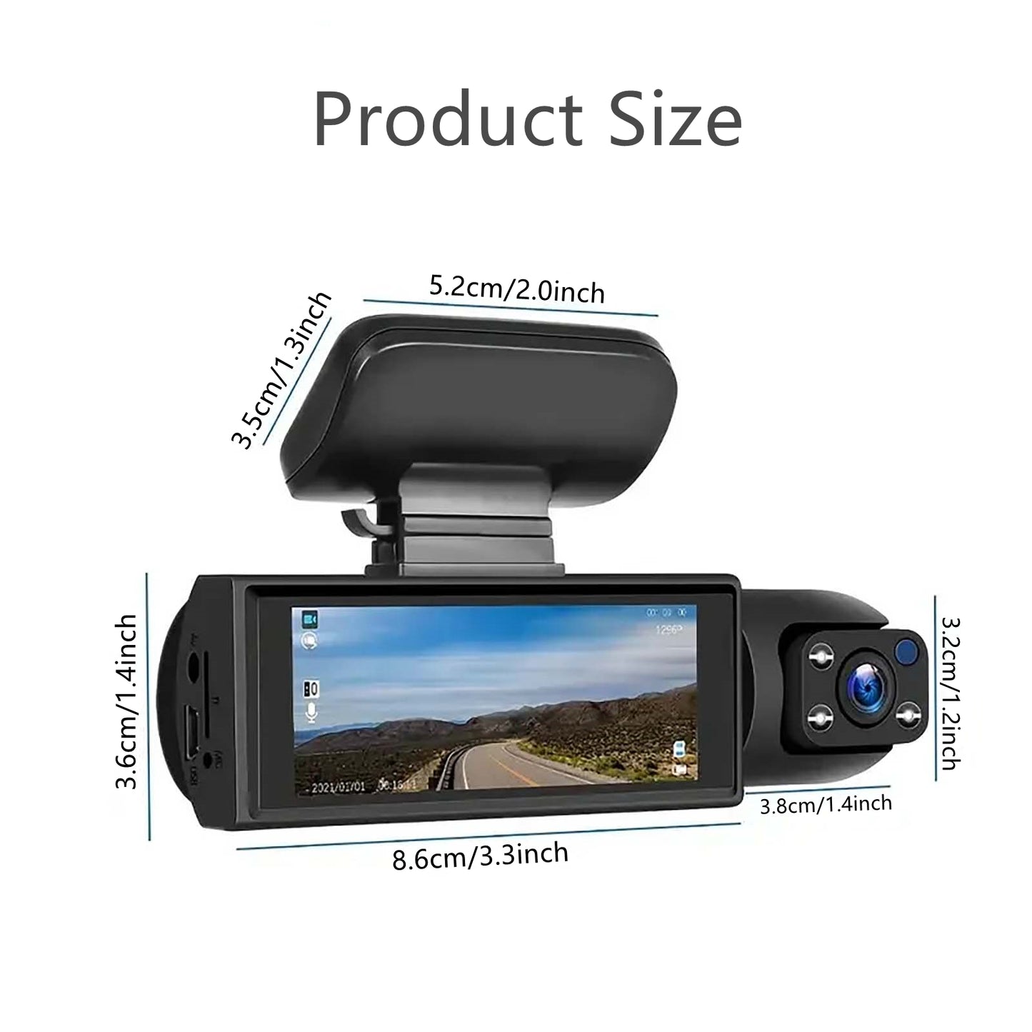 1080P Dual Camera Dash Cam for Cars, Driving Recorder with IR Night Vision, Loop Recording, Wide Angle Lens - 3.16 Inch IPS Screen,Parking Mode, Car Camera with 32GB TF Card