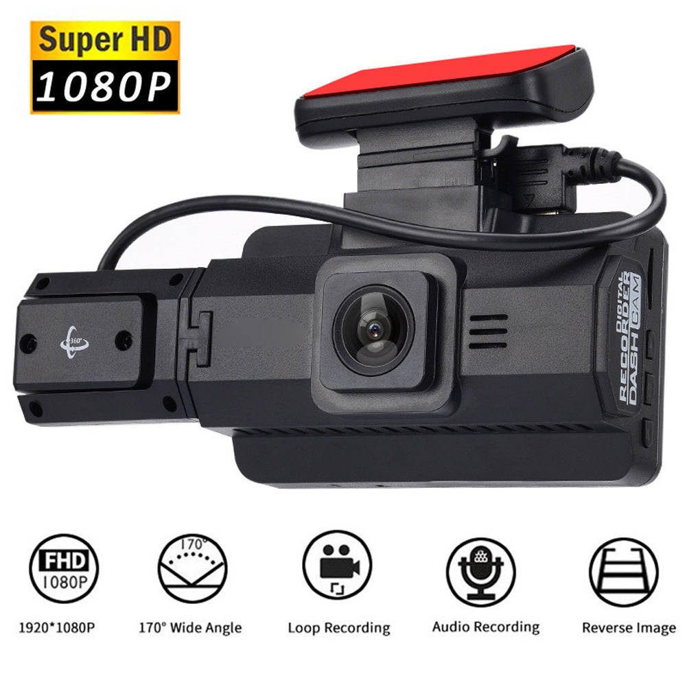 3-Inch Dual Lens Car Dash Cam - On-Dash Cameras with Front and Inside Recording, Night Vision, Wide Angle, Loop Recording, and G-Sensor - Vehicle Black Box for Safe Driving